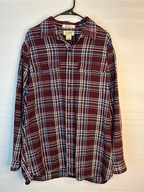 L.L. Bean Men’s Large Tall Long Sleeve Button Up Flannel Plaid 120